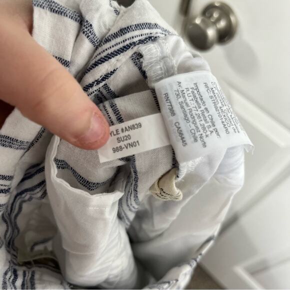 Madewell Linen Cotton Baltic Stripe Paper Bag Waist High Waisted Pants Size 2 - Picture 7 of 7